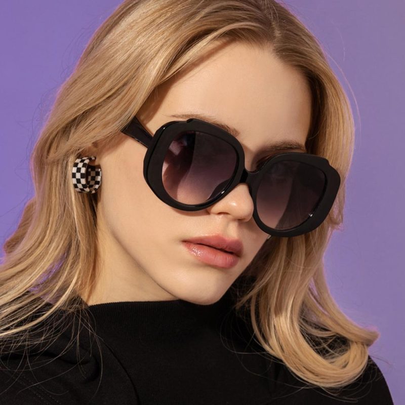 2023 New Vintage Women's Sunglasses Classic Oversized Round Frame Sun Glasses Hot Pink Shades Trendy Glasses - Image 2