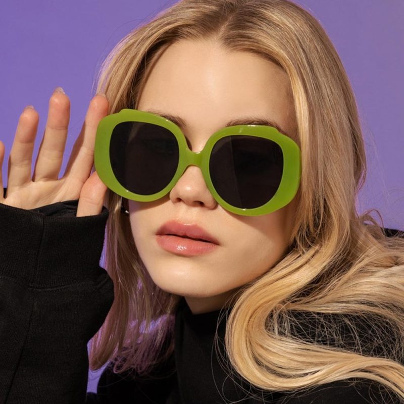 2023 New Vintage Women's Sunglasses Classic Oversized Round Frame Sun Glasses Hot Pink Shades Trendy Glasses - Image 3