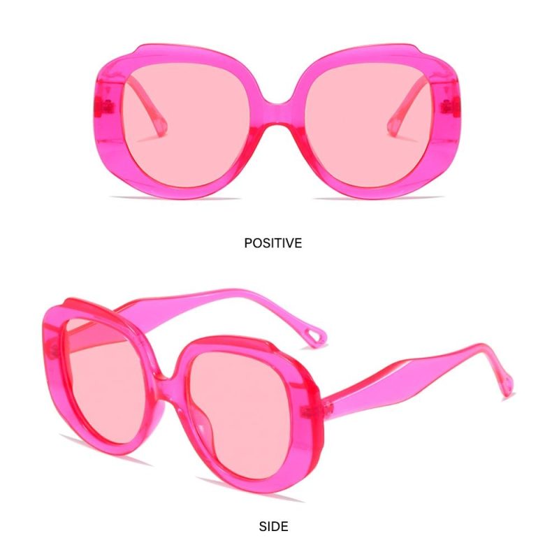 2023 New Vintage Women's Sunglasses Classic Oversized Round Frame Sun Glasses Hot Pink Shades Trendy Glasses - Image 4