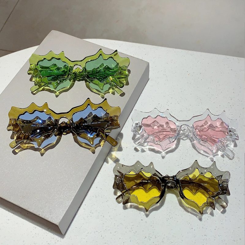 KAMMPT Wave Shape Women Sunglasses 2023 New Stylish Irregular Candy Color Eyewear Trendy Brand Design Outdoor Travelling Shades - Image 5