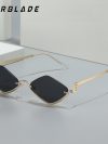 2025 Fashion Small Rhombus Sunglasses Women Luxury Brand Metal Half Frame Sun Glasses Ladies Hipster Sexy Cat Eye Shades Vintage