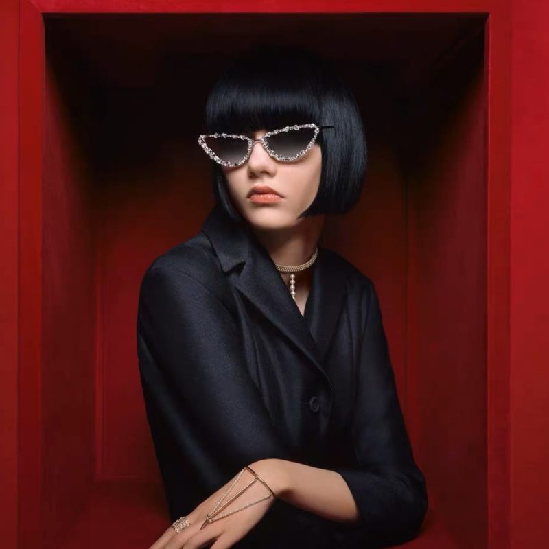 Fashion Vintage Diamond Cat Eye Sunglasses Women 2023 Luxury Brand Designer Crystal Sun Glasses Trend Sexy Ladies Metal Shades - Image 3