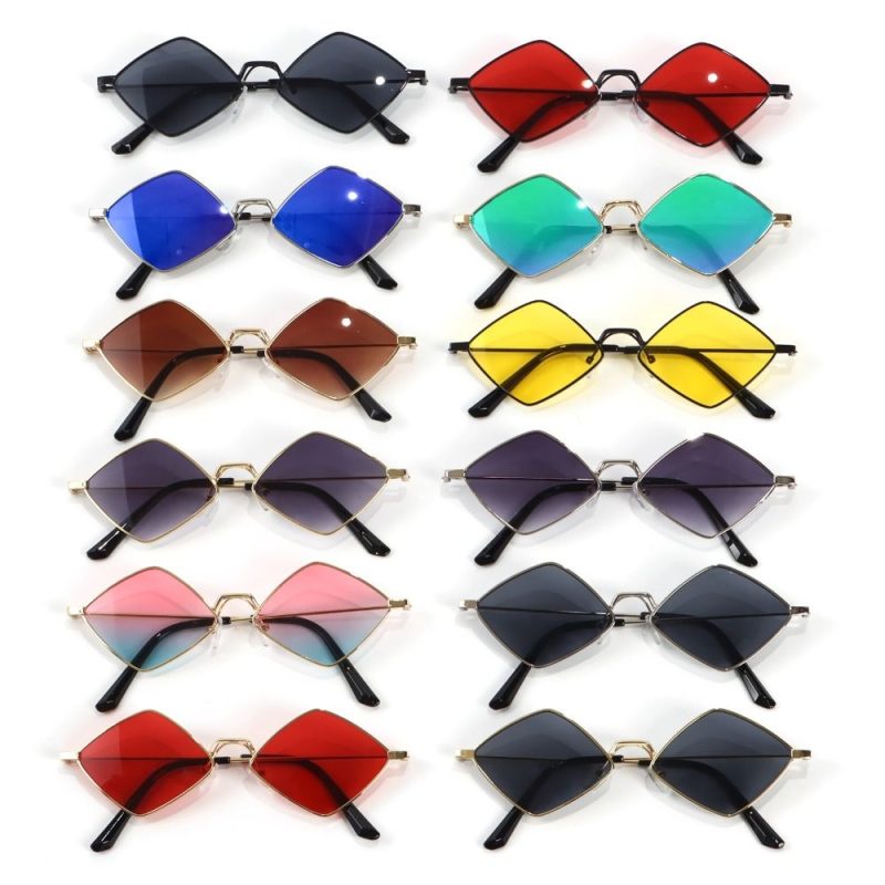 Retro Diamond Shape Sunglasses for Men Women Trendy Metal Small Quadrilateral Frame Shades UV400 Rhombus Ladies Sun Glasses - Image 5