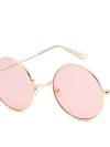 2023 Women's Alloy Mirror Sunglasses, Retro Designer Sunglasses, Pink Round Sunglasses for Women