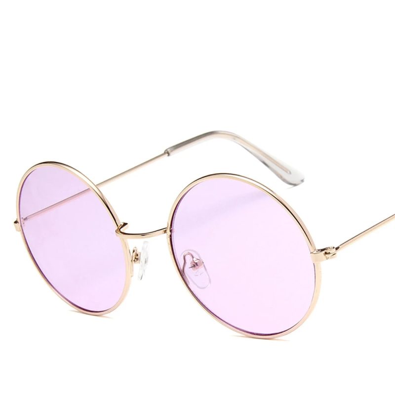2023 Women's Alloy Mirror Sunglasses, Retro Designer Sunglasses, Pink Round Sunglasses for Women - Image 5