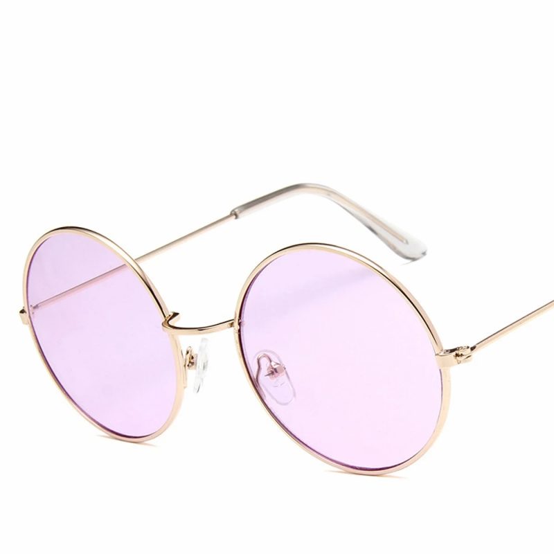 2023 Women's Alloy Mirror Sunglasses, Retro Designer Sunglasses, Pink Round Sunglasses for Women - Image 8