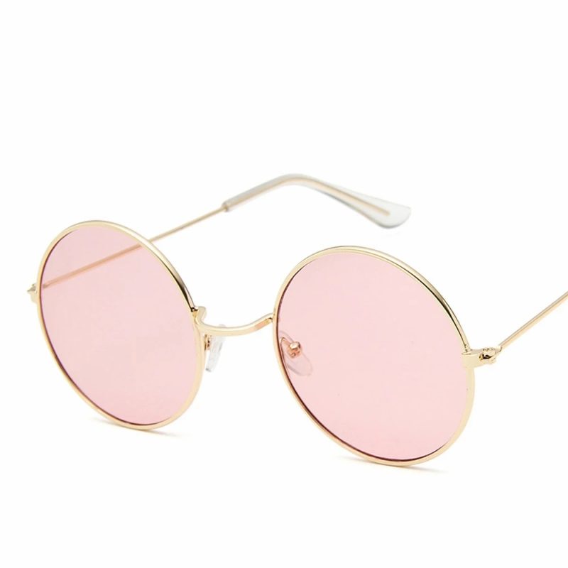 2023 Women's Alloy Mirror Sunglasses, Retro Designer Sunglasses, Pink Round Sunglasses for Women - Image 13