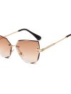 New Fashion Rimless Cat Eye Sunglasses Brand Designer Women Metal Sun glasses Luxury Lady UV400 Shades Eyewear Oculos de sol