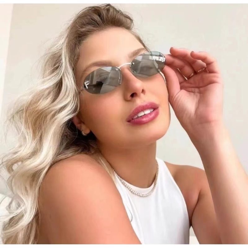 European and American fashionable frameless metal sunglasses - Image 2