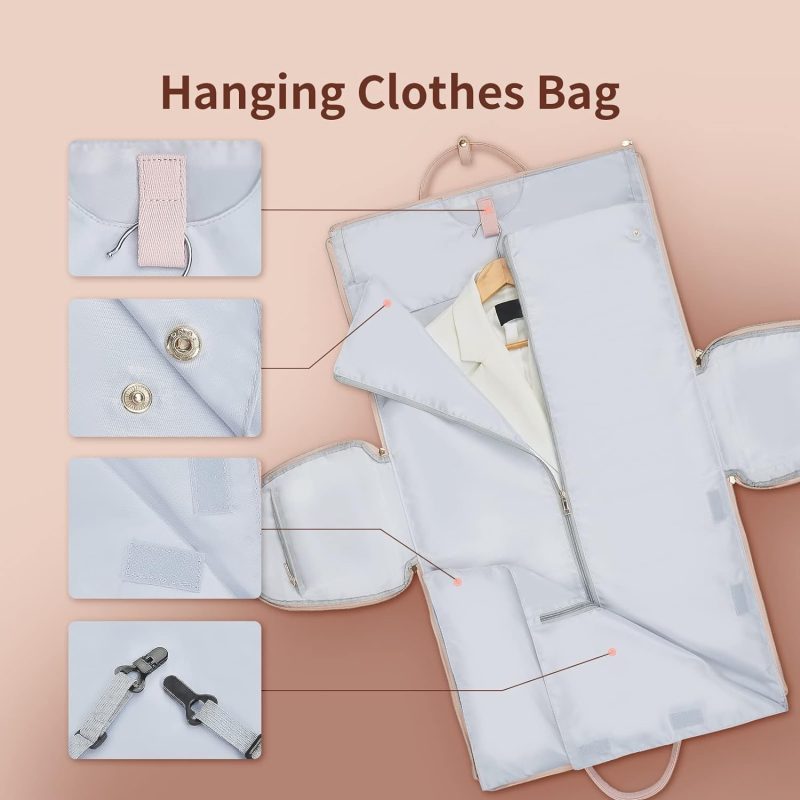Women Trendy Travel PU Leather Suit Garment Bags Storage Duffle Tote Bags with Butterfly Tie - Image 3