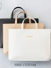Custom Name Leather Laptop Bag Woman Fashion Luxury Notebook Computer Storage Bag Daily Business Office Briefcase Tote Bag