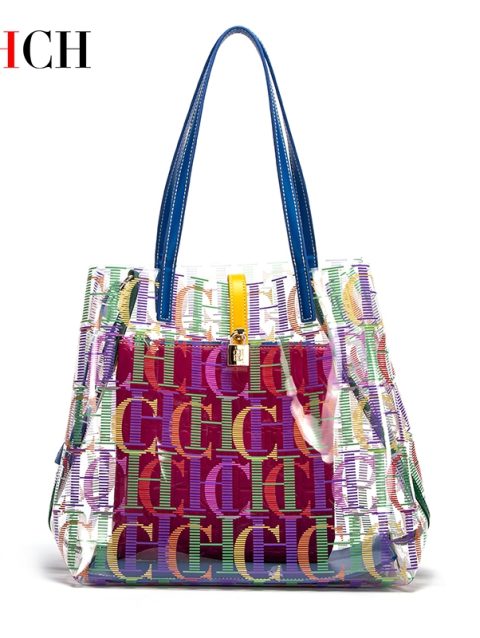 CHCH Fashion Classic Simple Style Women's New Handbag Large Capacity Transparent Color Shopping and Shopping Women's Handbag