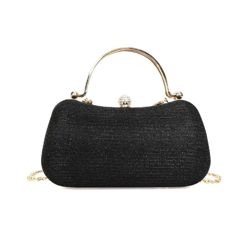 Gold Bright Silk Circular Evening Bag Women Banquet Clutch Rhinestone Decor Chain Shoulder Bags Luxury Female Party Handbags - Image 13