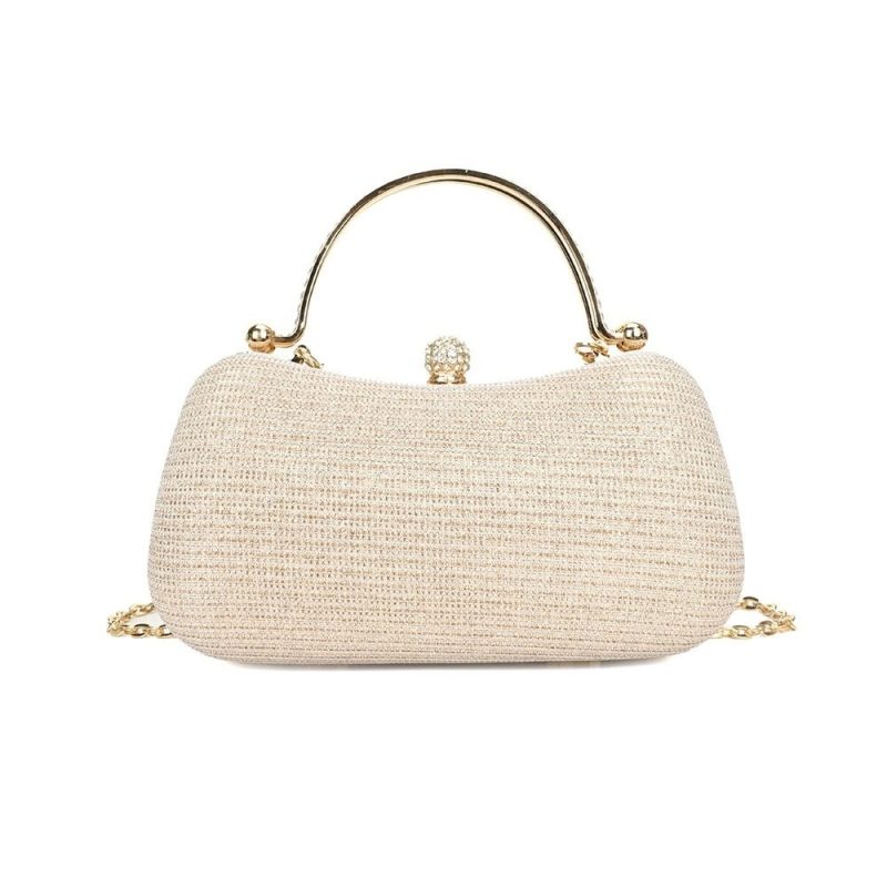 Gold Bright Silk Circular Evening Bag Women Banquet Clutch Rhinestone Decor Chain Shoulder Bags Luxury Female Party Handbags - Image 14