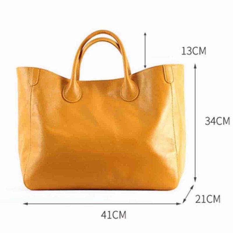 MS Oversized 41cm Big Women Tote Bag 100% Natural Leather Top Cow Hide Leather Handbag Luxury Lady Travel Bag Daily 2023 New - Image 3