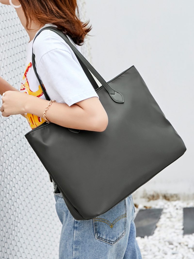 Large Capacity Nylon Tote Bag, Lightweight Laptop Shoulder Bag, Women's Casual Handbag & Satchel Purse For Work Office - Image 3