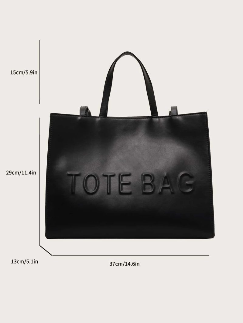 Large Capacity Fashionable Tote Bag With Letter Print Fashion Solid Color Simple Crossbody Bag Women Casual Handbag Shoulder Bag - Image 6