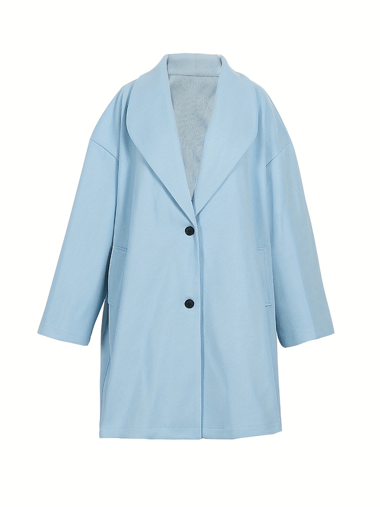 Women's Plus Size Coat Single Breasted Notched Lapel Elegant Long Winter Coats Solid Color Long Sleeve Coat for Women 2023 - Image 2