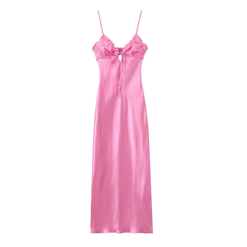 HH 2024 Summer Dresses For Women V Neck Sleeveless Slim Zipper Fly Long Dress Female Folds Versatile Women's Mujer Vestidos - Image 9