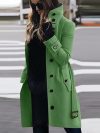 Women Woolen Coat Loose Fit Wool Jacket Stylish Plus Size Woolen Coat with High Collar Belt for Women Long Sleeve for Dating