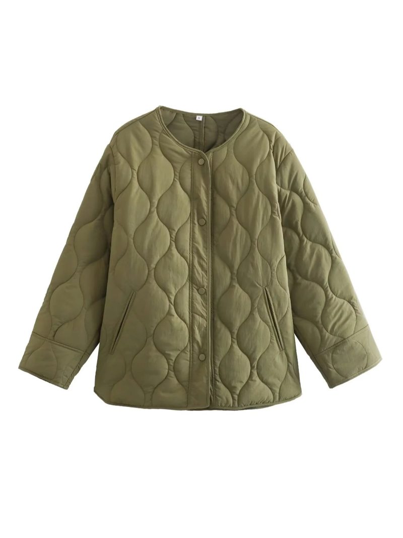 TRAFZA Streetwear Armygreen Oversized Long Jackets Women Long Sleeve O Neck Single Buttons Autumn Winter Coats Casual Outwears - Image 8