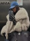 TRAFZA 2025 Fall Winter Women Casual Faux Fur Jackets Christmas Streetwear Solid Oversized Turn Down Collar Elegant Thick Coats