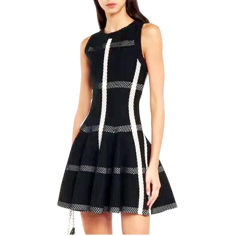2025 Summer New In Luxury Brand Design Knit Black Dress For Women Sleeveless Vestidos Evening Party Birthday Short Skirt Clothes - Image 4