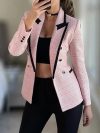 2024 autumn new women's clothing style fashionable and versatile slim fit light pink texture suit jacket
