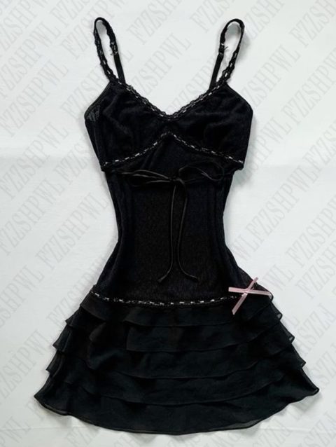 Grunge Punk Gothic Fairycore Emo Girls Dress Sexy Slim Lace Chic Fashion Aesthetic Women's Dresses Harajuku Retro Y2K Streetwear