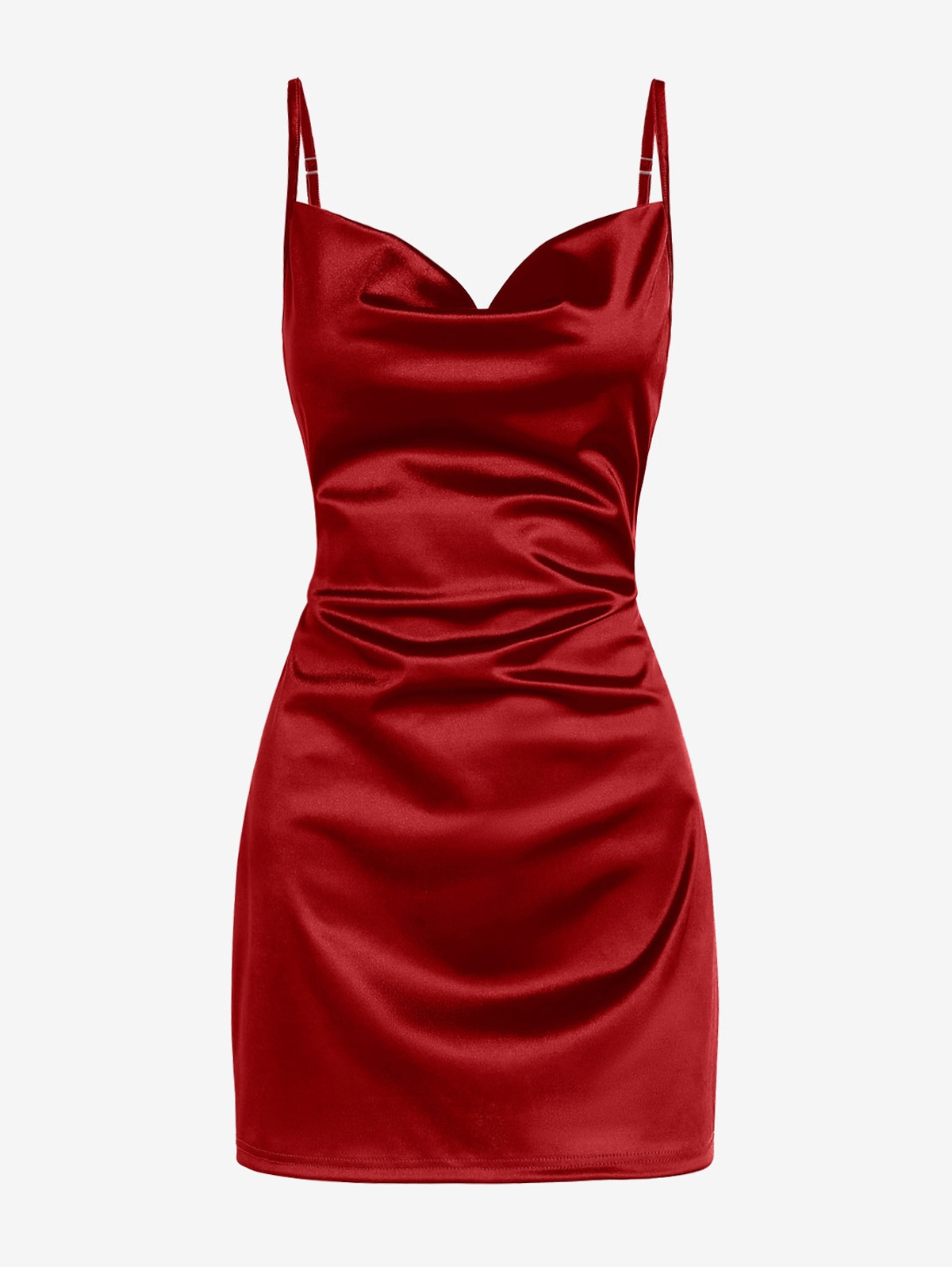 Women's Sexy Satin Dress Spaghetti Strap Slip Nightwear Side Slit Cocktail Party Dress Silky Solid Asymmetric Mini Dresses 2024 - Image 6