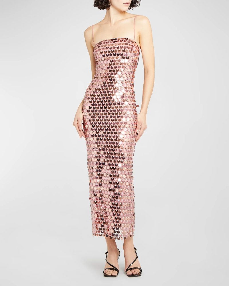 Women's Sparkling Sexy Slim Sequin Dress, Spaghetti Strap, Sleeveless, Sling Cocktail Dress, Long Party Gown, Elegant, Luxury, C - Image 5