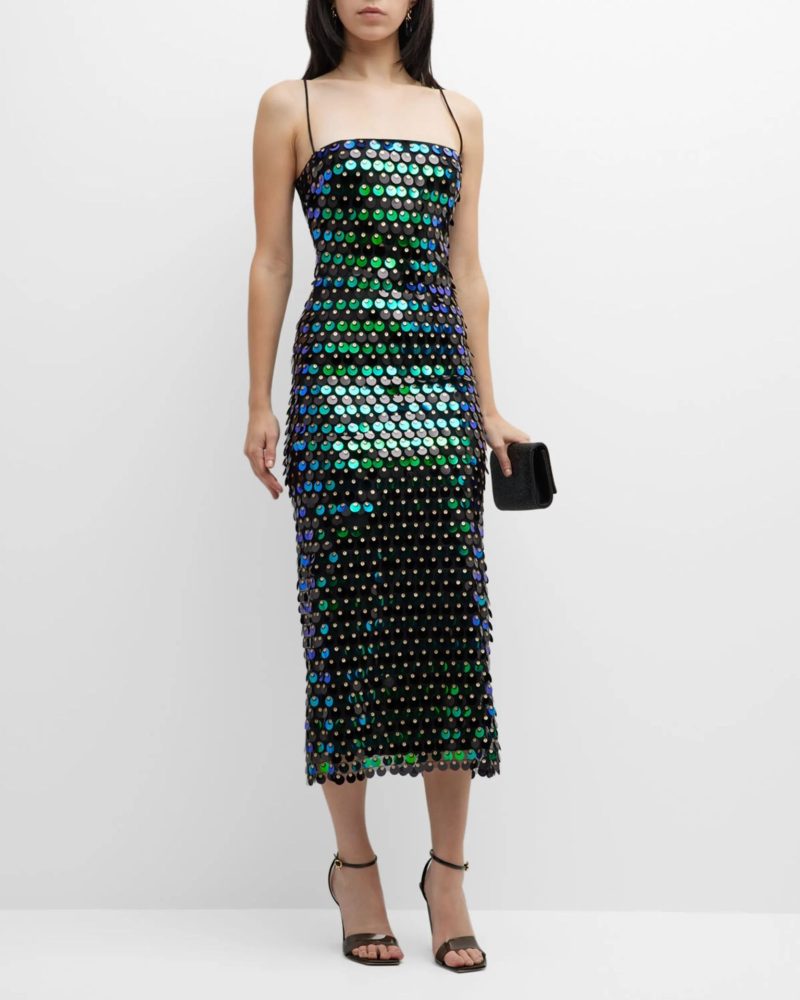 Women's Sparkling Sexy Slim Sequin Dress, Spaghetti Strap, Sleeveless, Sling Cocktail Dress, Long Party Gown, Elegant, Luxury, C - Image 7