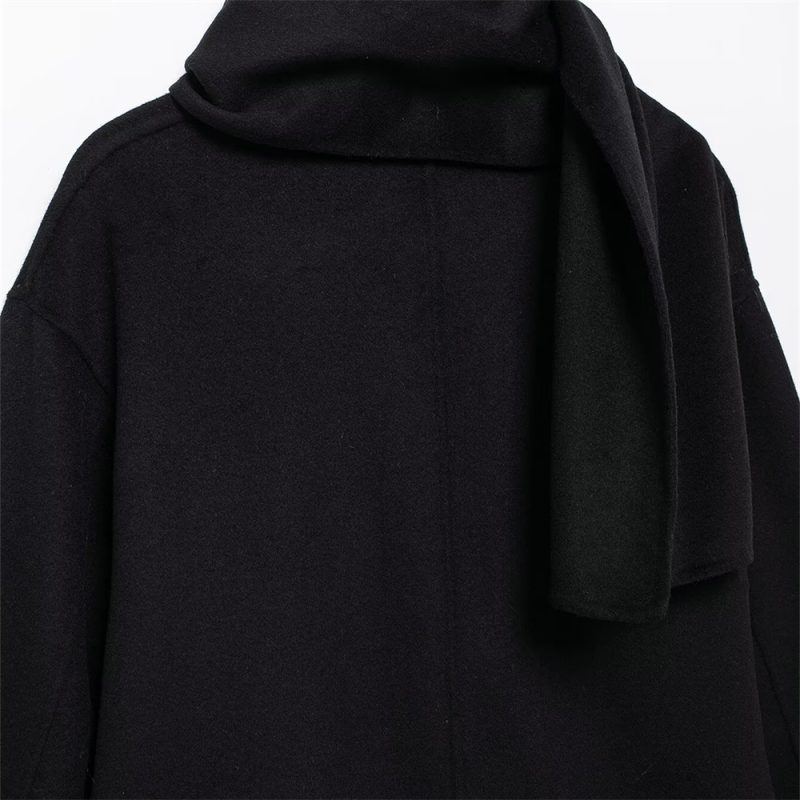 UNIZERA premium black single button short woolen coat for autumn and winter new women's scarves and coats - Image 5