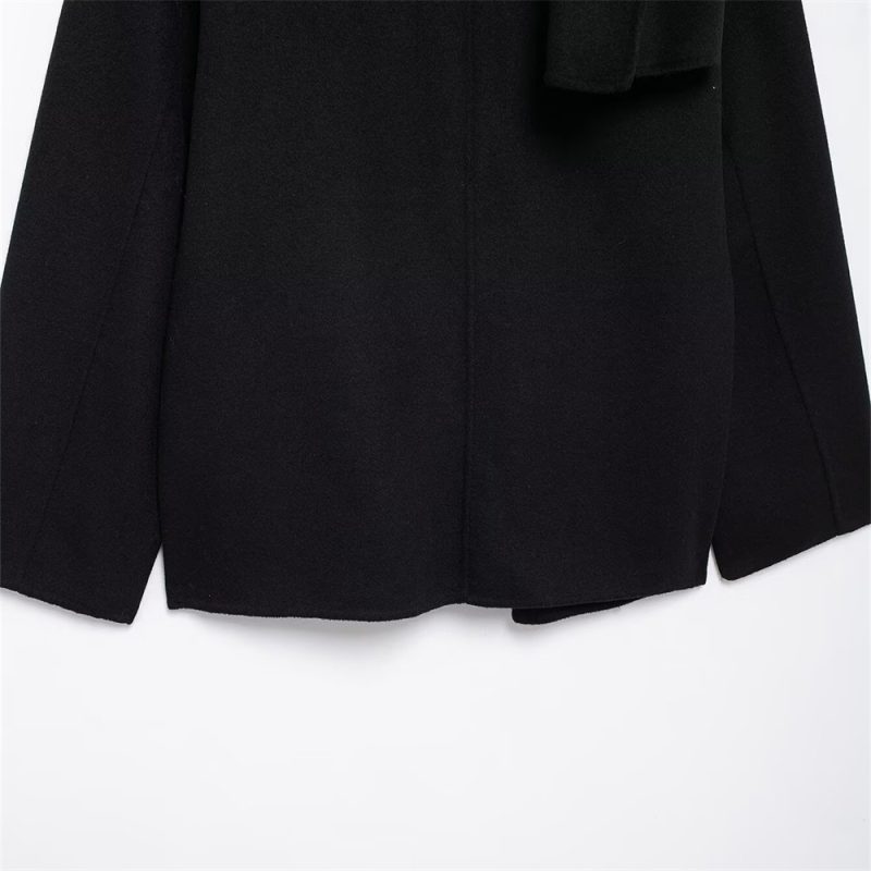UNIZERA premium black single button short woolen coat for autumn and winter new women's scarves and coats - Image 6