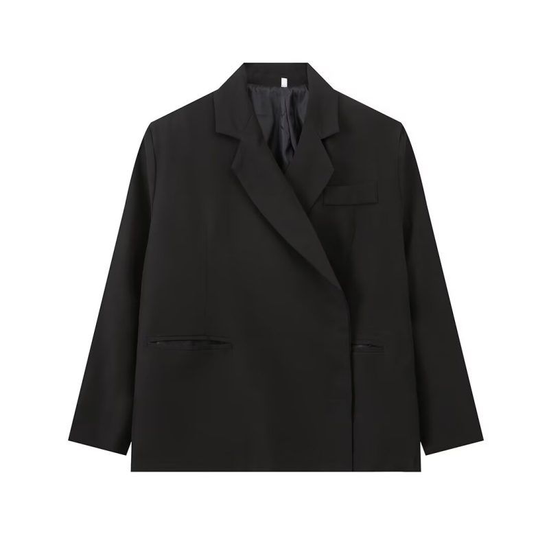TRAFZA Women Fashion Long Sleeve Lapel Pocket Decorate Jacket Autumn Female Casual Single-button Solid 3-Colors Blazer Mujer - Image 7