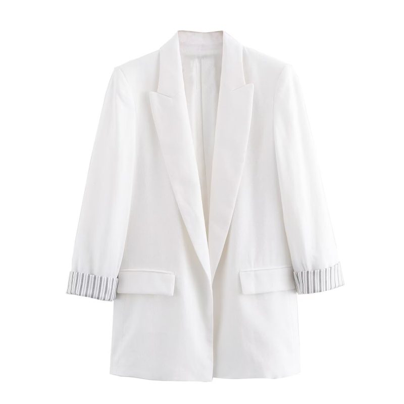 DUOPERI Women Fashion Solid Blazer Notched Collar Long Roll up Sleeves Female Chic Office Lady Business Outfits - Image 11