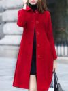 New Fashion British Solid Button Wool Coat Women Long Sleeve Jackets Woman Elegant Pocket Slim Outfit Mujer