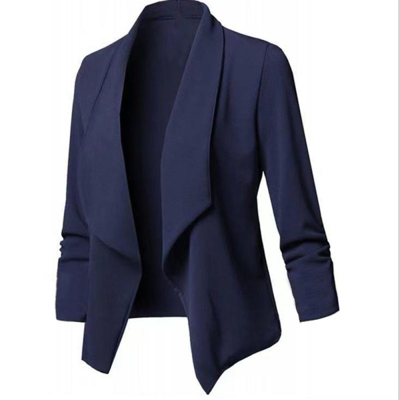 Women OL Blazers Oversized S-5XL Female Notched Long Sleeve Pleated Slim Business Workwear Cardigan Blazers Coats ZC545 - Image 3