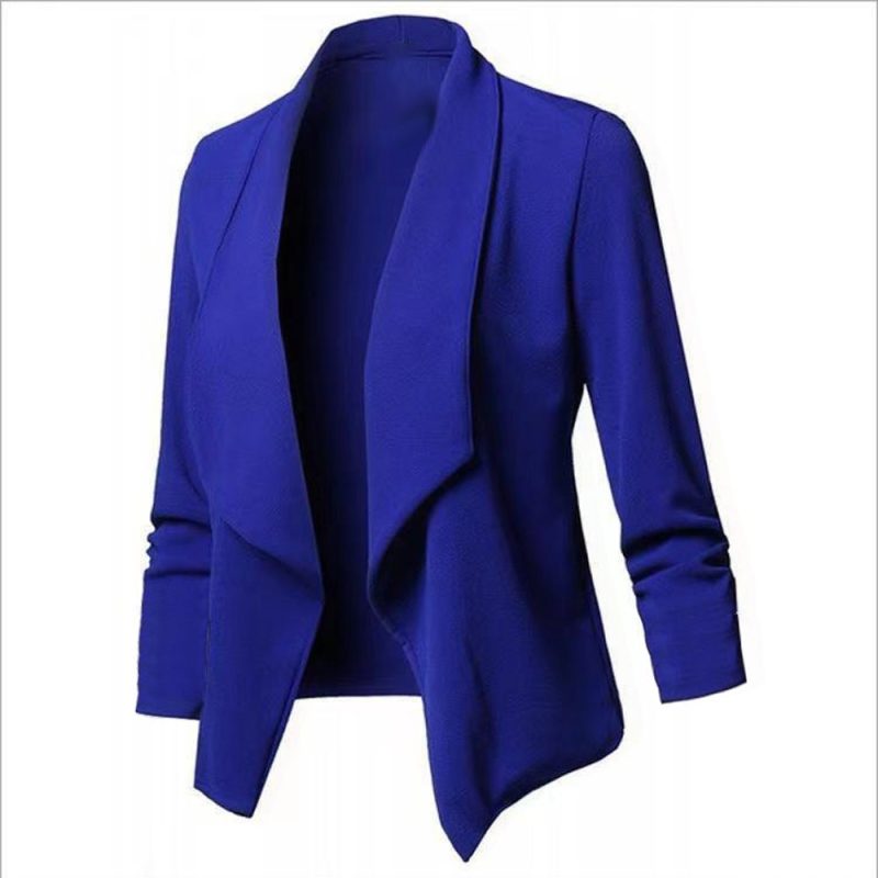Women OL Blazers Oversized S-5XL Female Notched Long Sleeve Pleated Slim Business Workwear Cardigan Blazers Coats ZC545 - Image 4