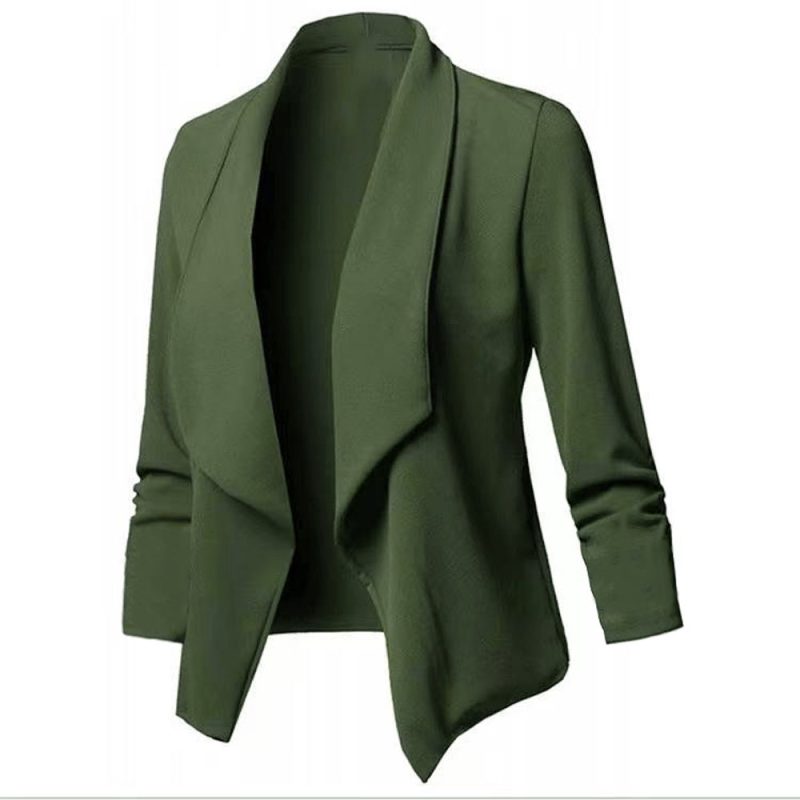 Women OL Blazers Oversized S-5XL Female Notched Long Sleeve Pleated Slim Business Workwear Cardigan Blazers Coats ZC545 - Image 5