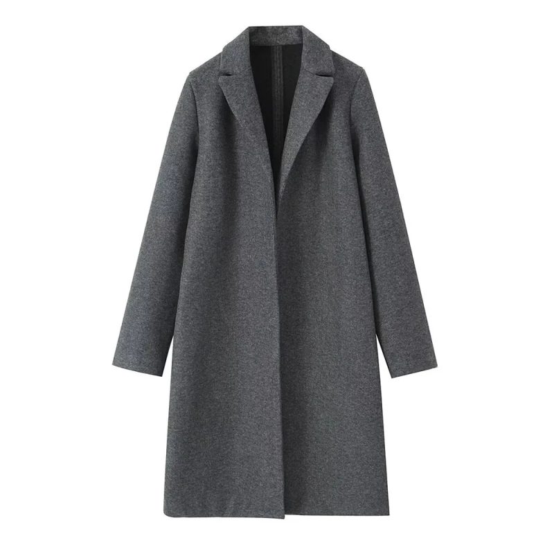 Willshela Women Fashion Solid Open Stitch Long Trench Coats Vintage V-Neck Full Sleeves Female Chic Lady Outfits - Image 9