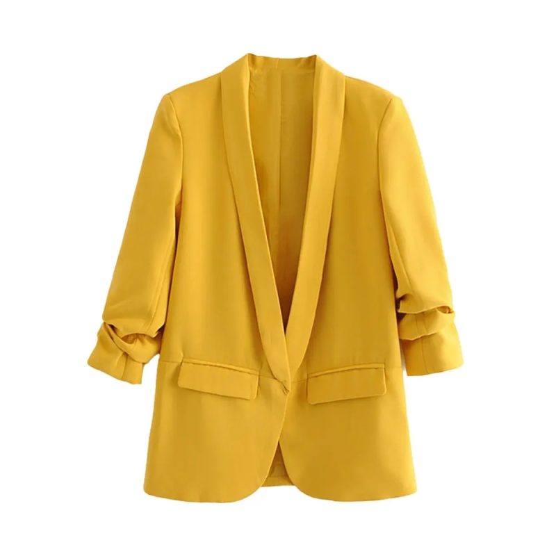 TRZA Women Fashion Office Wear Open Blazer Coat Vintage Long Pleated Sleeves Flap Pockets Female Outerwear Chic Tops - Image 13