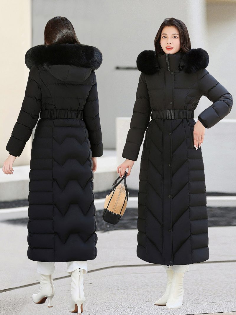 Women Down Coat Slim Fit Length 125cm Thickening Windproof Waterproof Detachable Fox Fur Collar X-Long Duck Down Jacket - Image 25