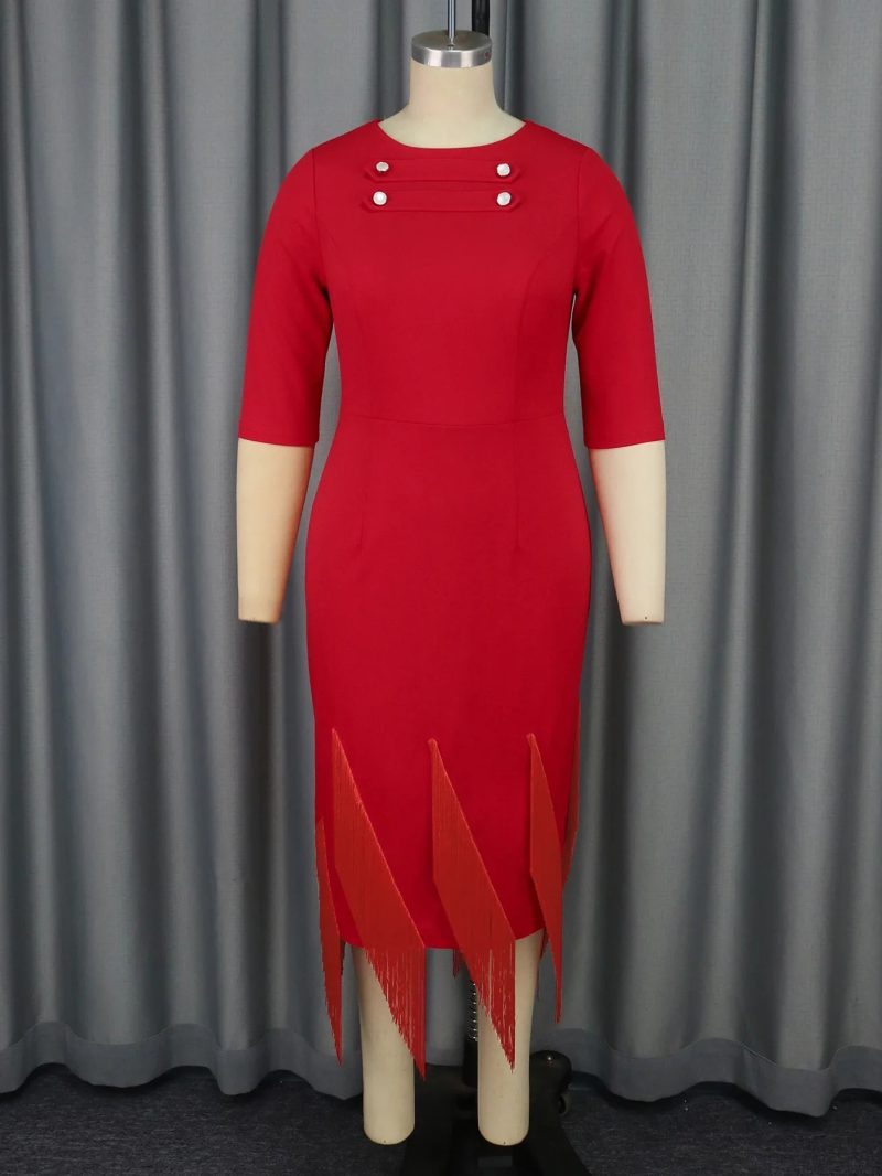 Elegant Tassel Celebrity Formal Long Dress with Lace Up Backless Red Christmas Slim Fit Dresses Party Club Dress Birthday Outfit - Image 5