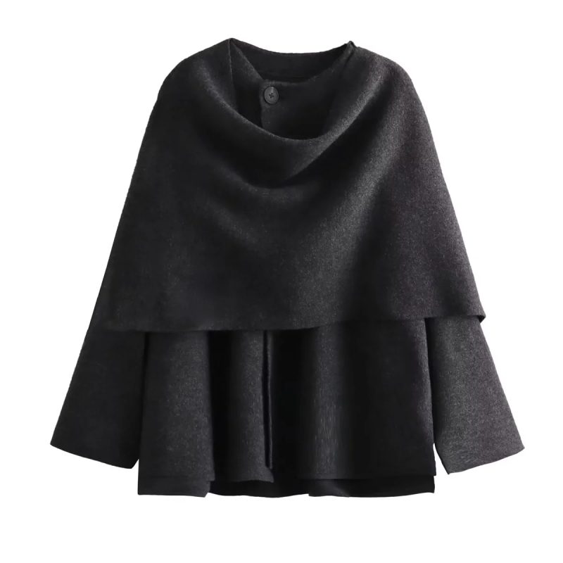 NLZG 2023 Winter Female Scarf Coat Long Sleeve Knitted Asymmetric Jackets For Women Streetwear Causal Women Coats - Image 5