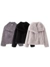 TFMLN Women Fashion Warm Faux Fur Jacket Warm Coat Female Pocket Outerwear Chic Lapel Collar Thick Coat