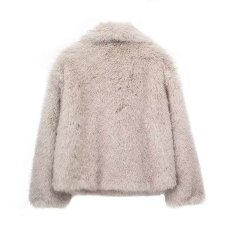 TFMLN Women Fashion Warm Faux Fur Jacket Warm Coat Female Pocket Outerwear Chic Lapel Collar Thick Coat - Image 6