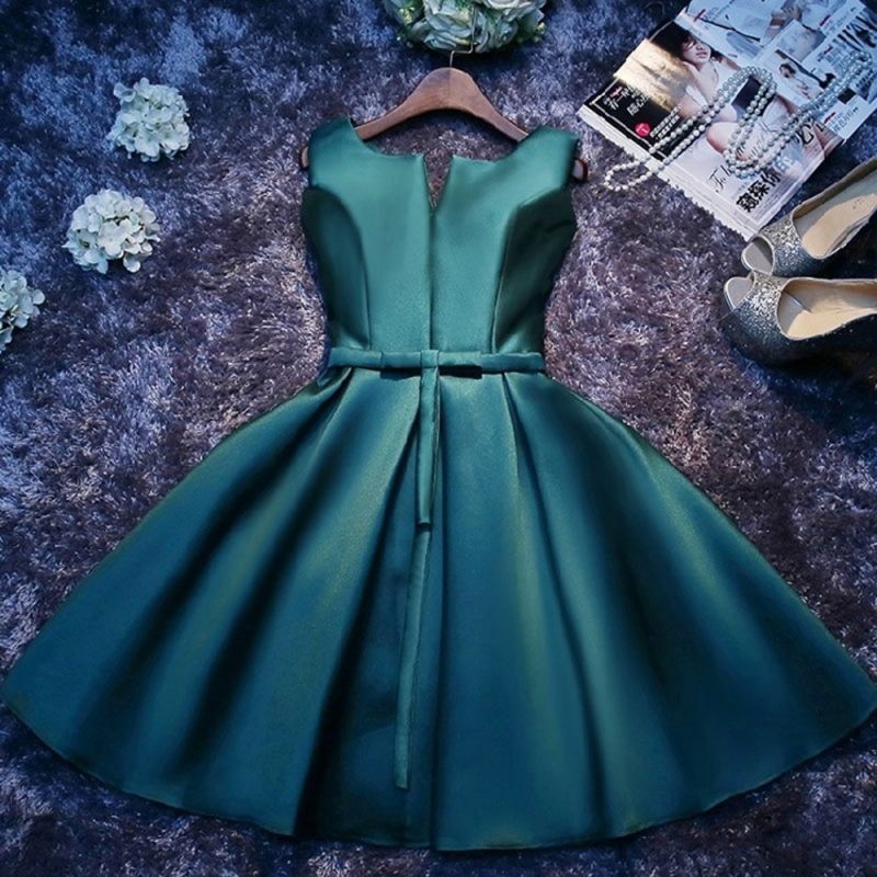 Simple Satin Short Cocktail Dresses Bridal Banquet Gowns Womens Party Formal Dress Homecoming Dress Lace Up Bridesmaid Dresses - Image 9