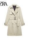 RZRA original 2024 autumn and winter new women's clothing elegant lapel double-breasted casual windbreaker jacket with belt