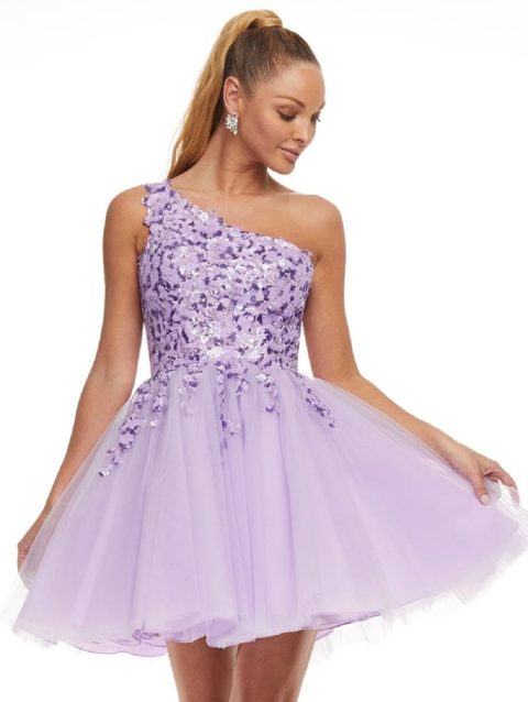 One-shoulder Sparkly Corset Cocktail Dresses Sleeveless Lace Appliques Pleated Backless Homecoming Gowns A-line Short Prom Gowns